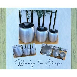MCM 1950’s Retro Kromex Spun Aluminum Kitchen Canisters with Lids - Set of 3